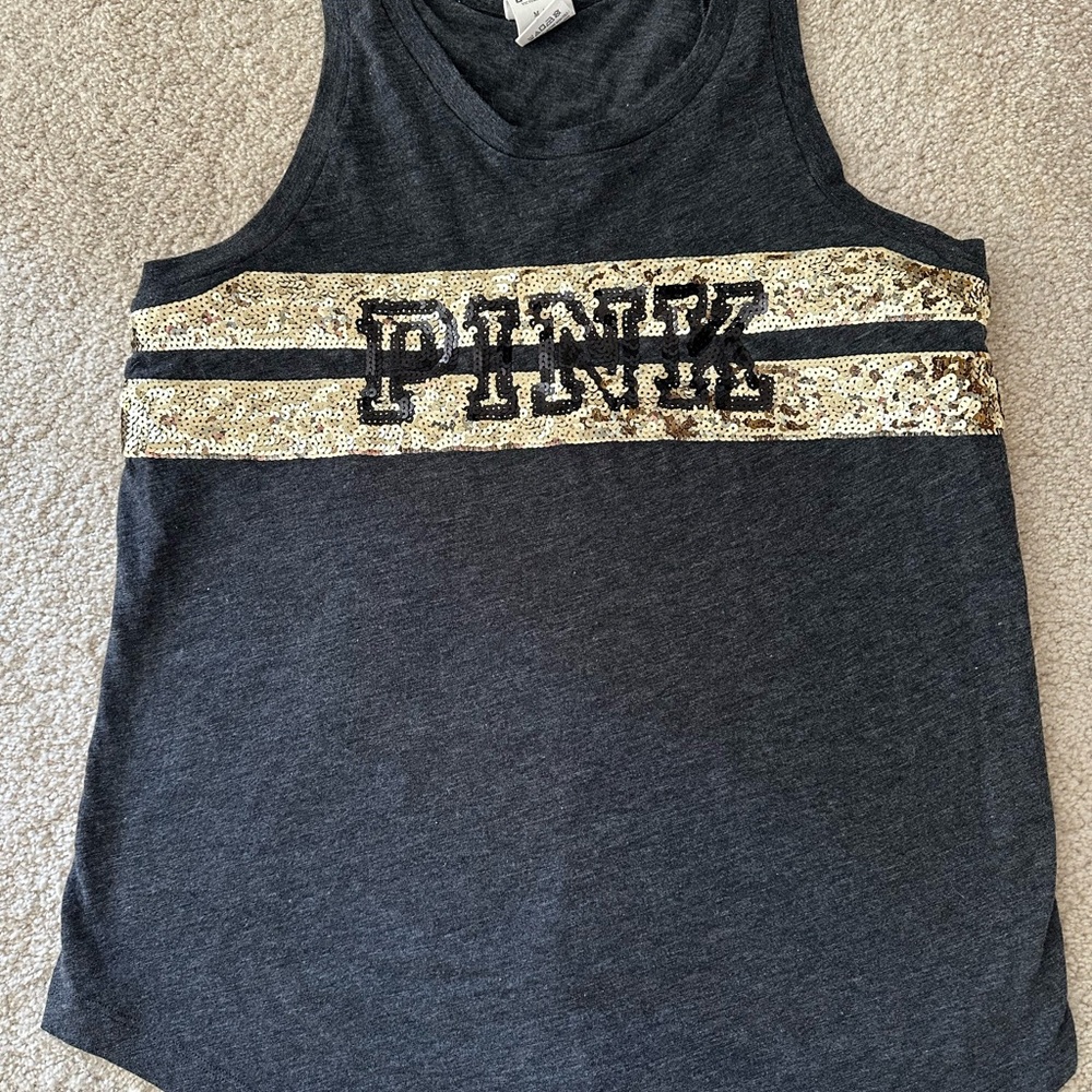 PINK Victoria's Secret Sequin Gray  Tank Top